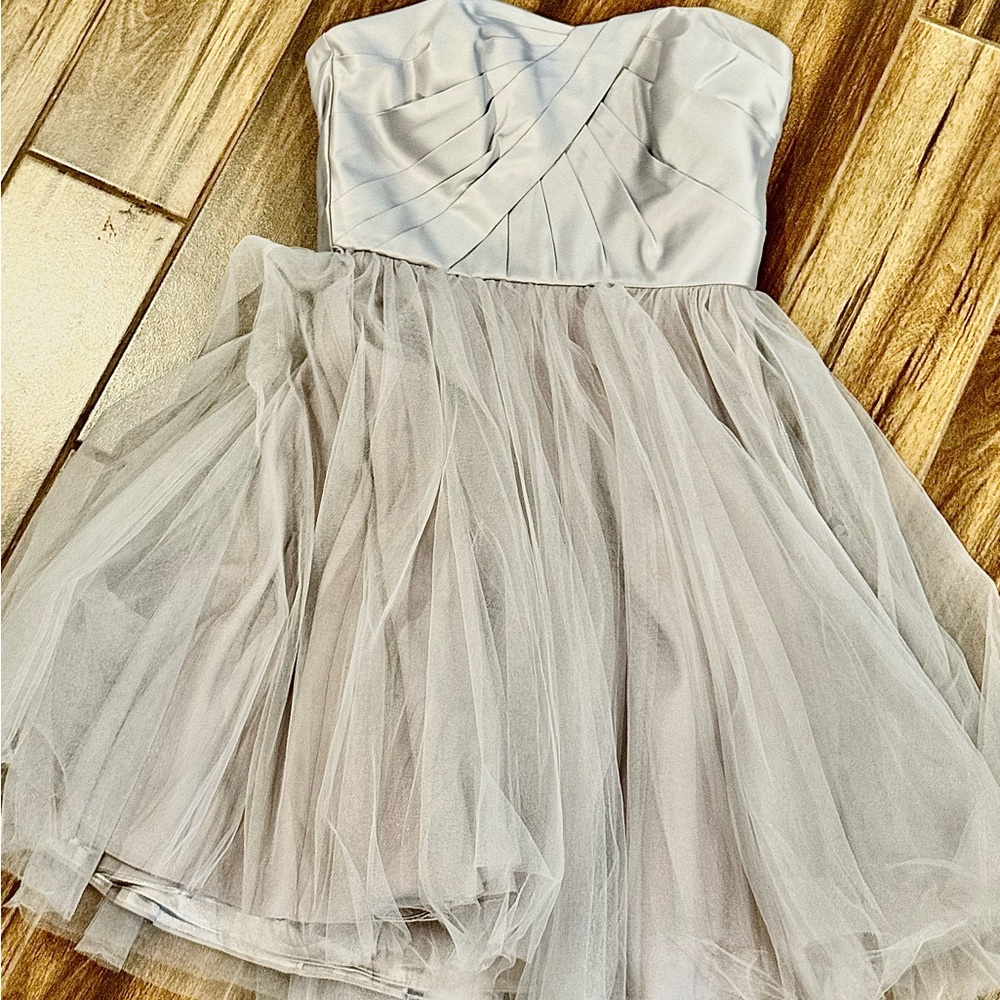 White House Black Market Gray Strapless Dress